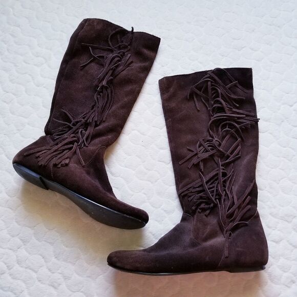 Steve Madden P-Tila mocassin boots suede fringe 7 mocs - Picture 1 of 10